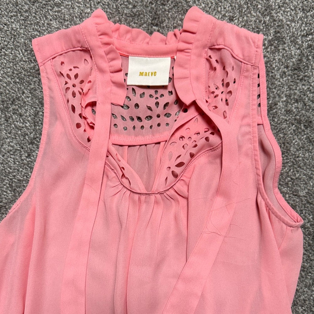 Anthropologie Elegant Pink Sleeveless Top with Eyelet Accents